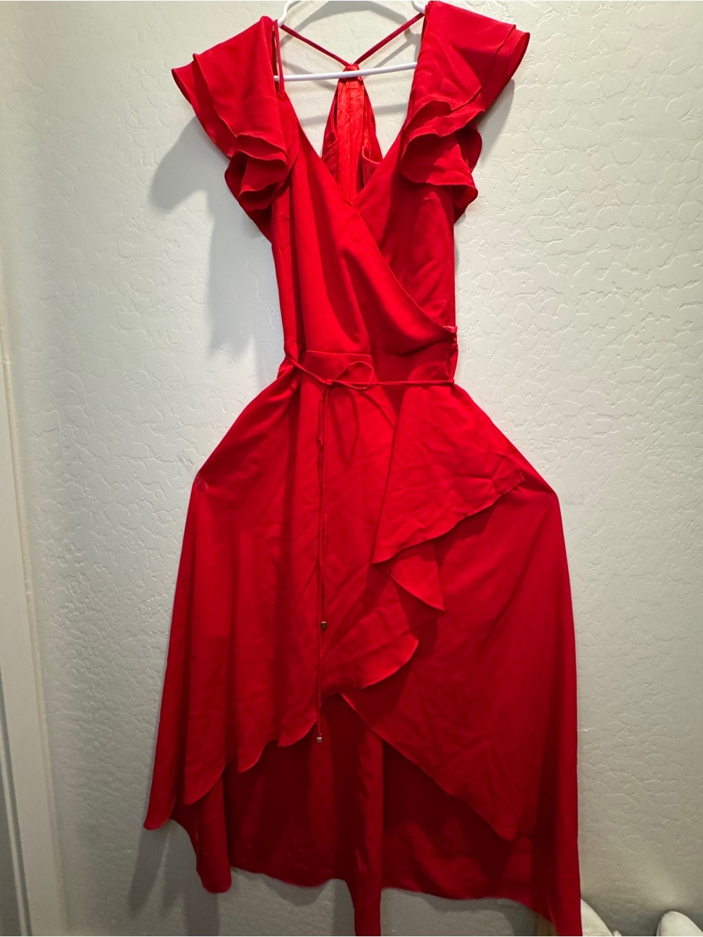 City Chic Red Asymmetric Ruffle Wrap Dress